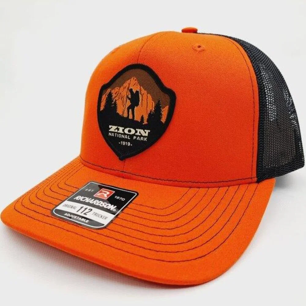 Zion National Park Woven Patch Hat Richardson 112 Trucker Mesh Snapback Retro